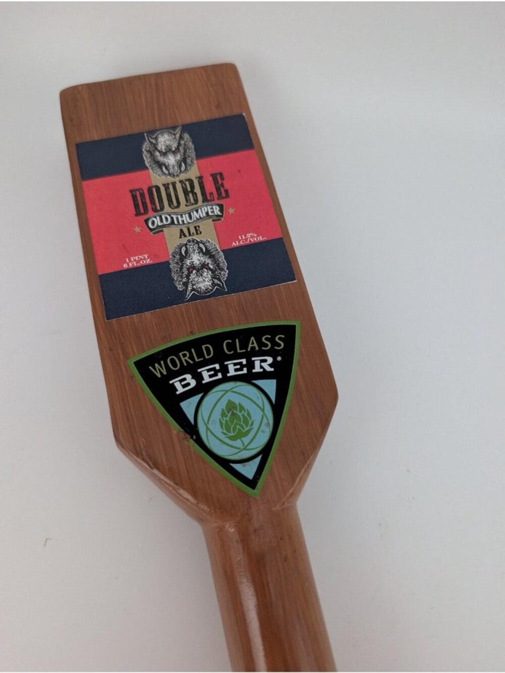 Shipyard Double Old Thumper Ale Tap Handle Brown Wood 9" Craft Beer RARE - Picture 2 of 5